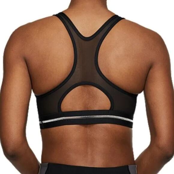 Women’s Nike Dri-Fit Sports Bra Mesh Front & Racerback Black Workout Athleisure - Picture 2 of 8